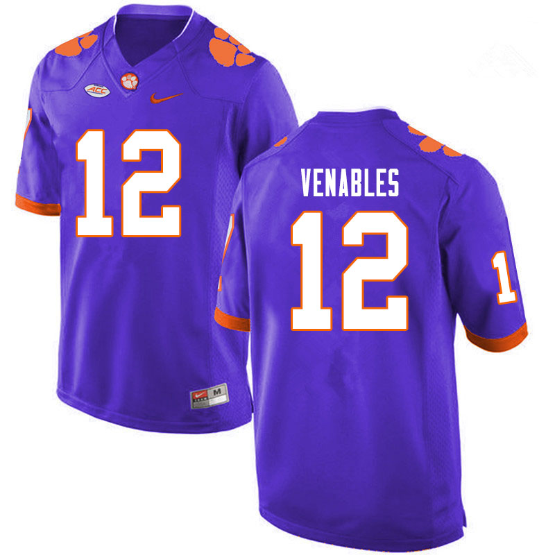 Men #12 Tyler Venables Clemson Tigers College Football Jerseys Sale-Purple - Click Image to Close